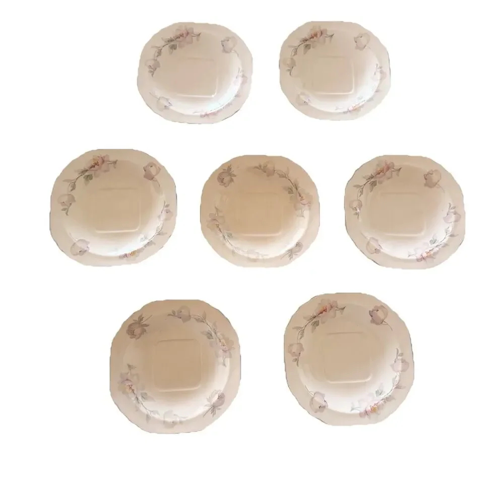 Vintage 1930s Pink Floral American‎ Limoges Silver Moon Tea/Coffee Saucers 7